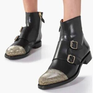 The Office of Angela Scott Mr. Dean Double Monk Strap Boots Shimmer Toes 37.5